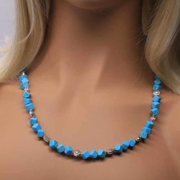 Necklace with Turquoise stone and silver accents. - Picture 2 of 3
